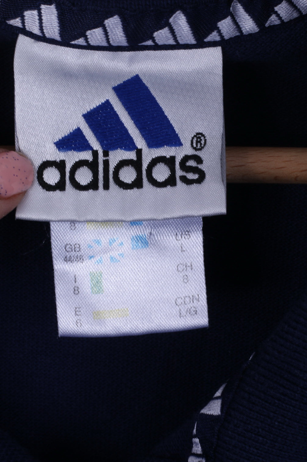 Polo Adidas da uomo L (M) in cotone blu scuro con bottoni dettagliati, top sportivo