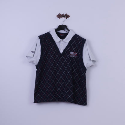 Polo da uomo L di Cotton Traders Budweiser Bud Gold Navy Top in cotone