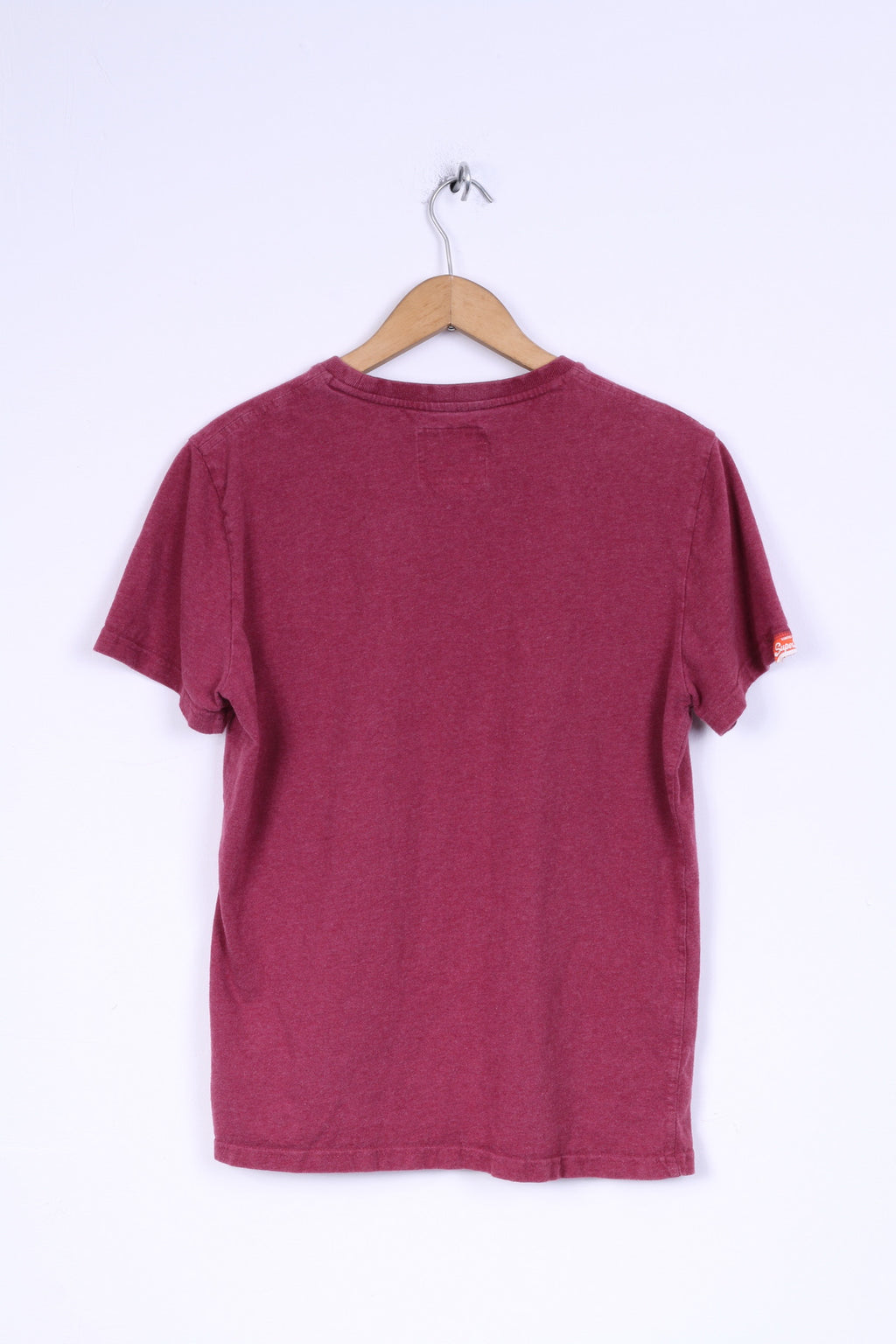 Vintage Superdry Mens L (S) T-Shirt  Burgundy Cotton Universal Tee Shirt