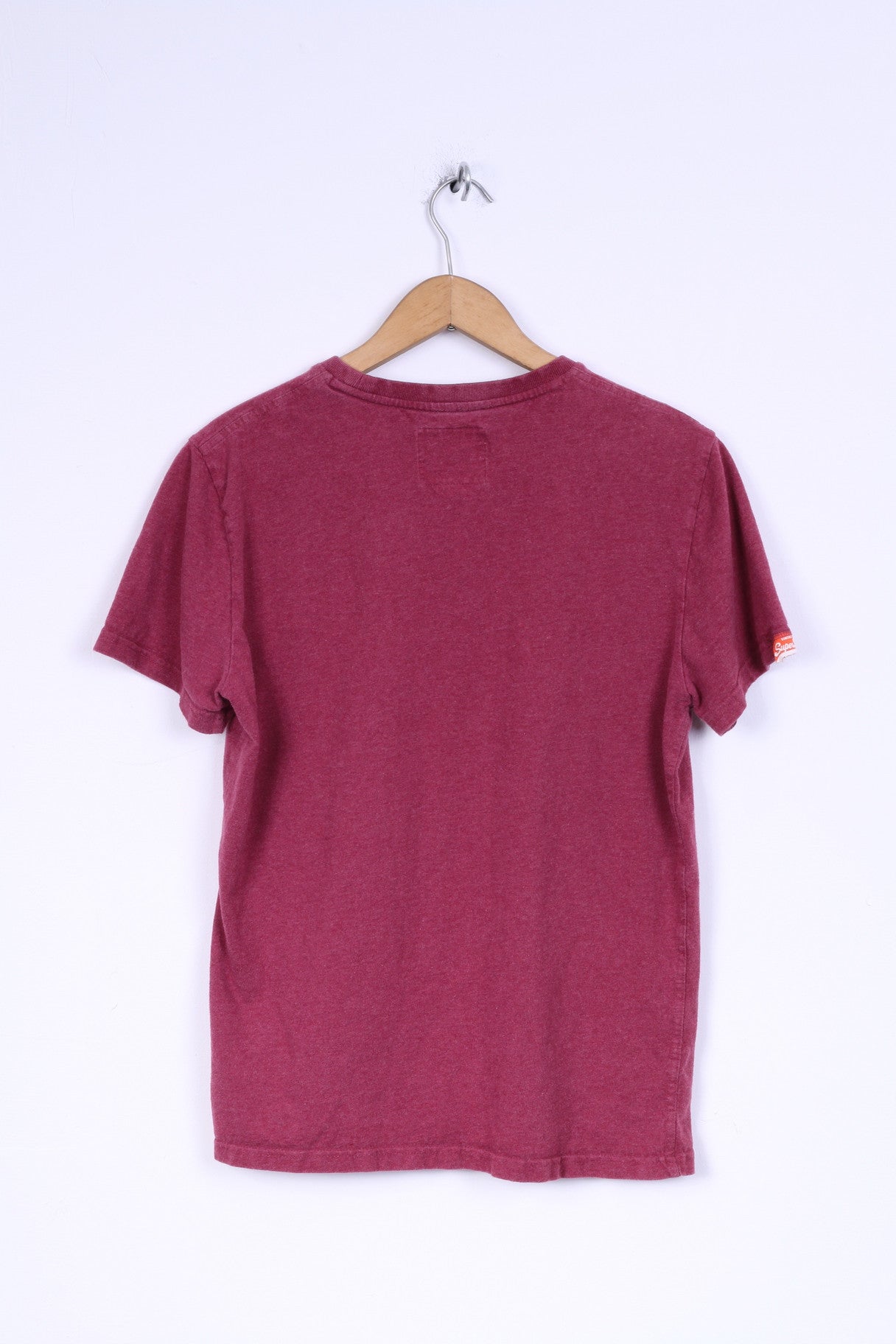 Vintage Superdry Mens L (S) T-Shirt  Burgundy Cotton Universal Tee Shirt