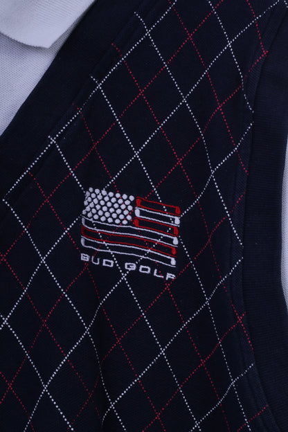 Polo da uomo L di Cotton Traders Budweiser Bud Gold Navy Top in cotone