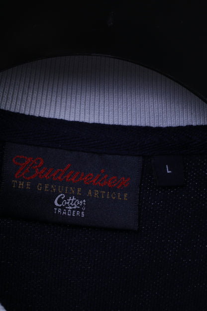 Cotton Traders Mens L Polo Shirt Budweiser Bud Gold Navy Cotton Top