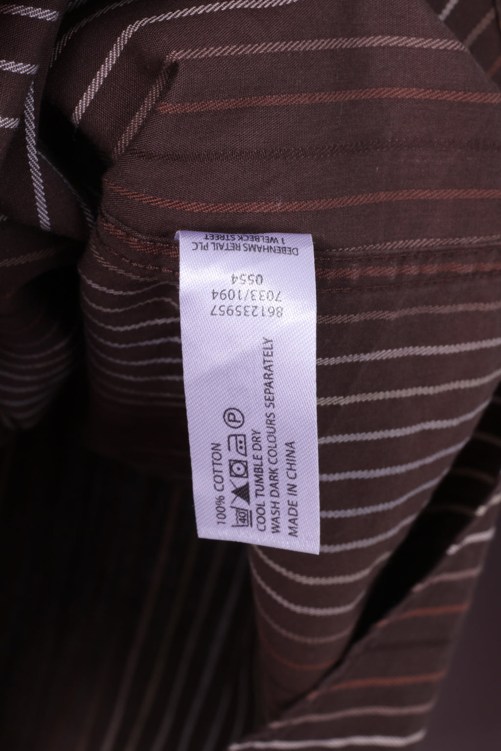 Jeff Banks London Chemise décontractée XL pour homme - Haut en coton rayé à manches longues - Marron