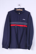 Fila Homme L Veste Légère Zip Neck Zipper Sportswear Kangaoo Pocket Bleu Marine 