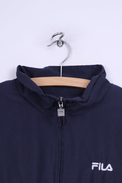 Fila Homme L Veste Légère Zip Neck Zipper Sportswear Kangaoo Pocket Bleu Marine 