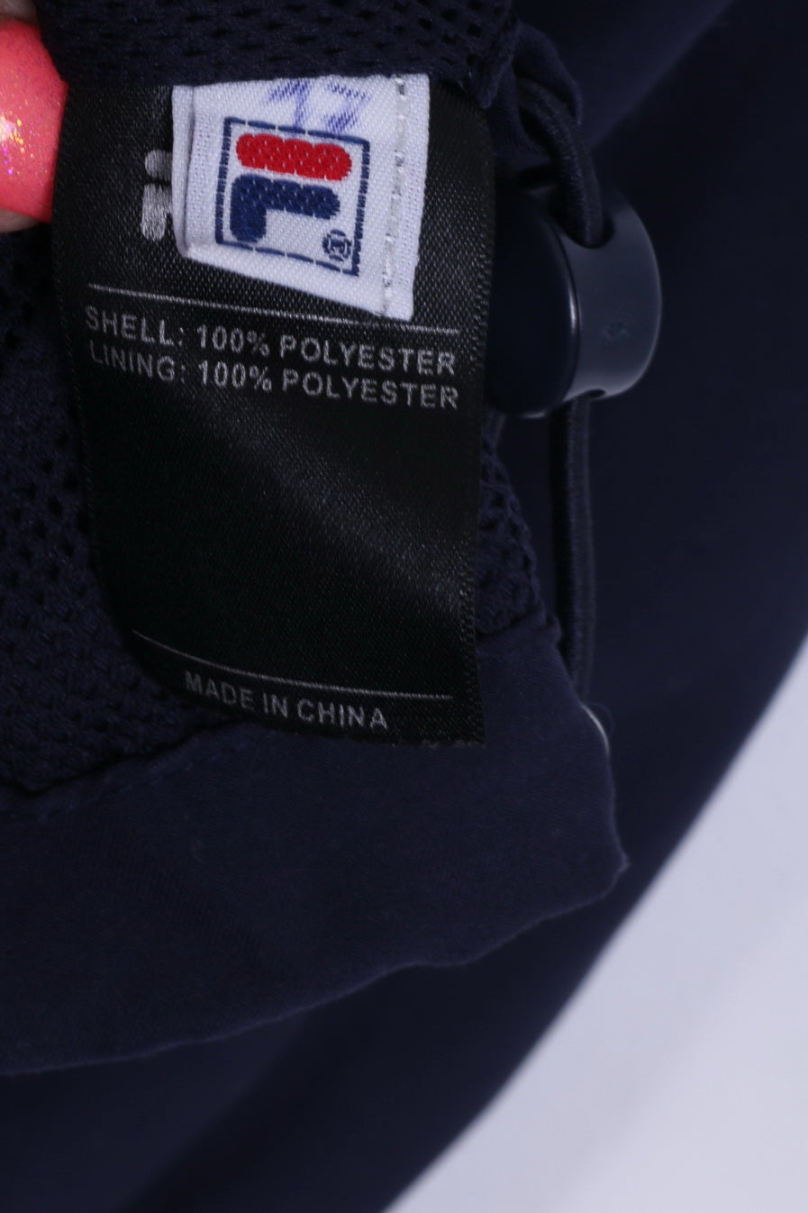 Giacca Fila da uomo L, leggera, con cerniera, collo e cerniera, abbigliamento sportivo, tasca Kangaoo, blu scuro 