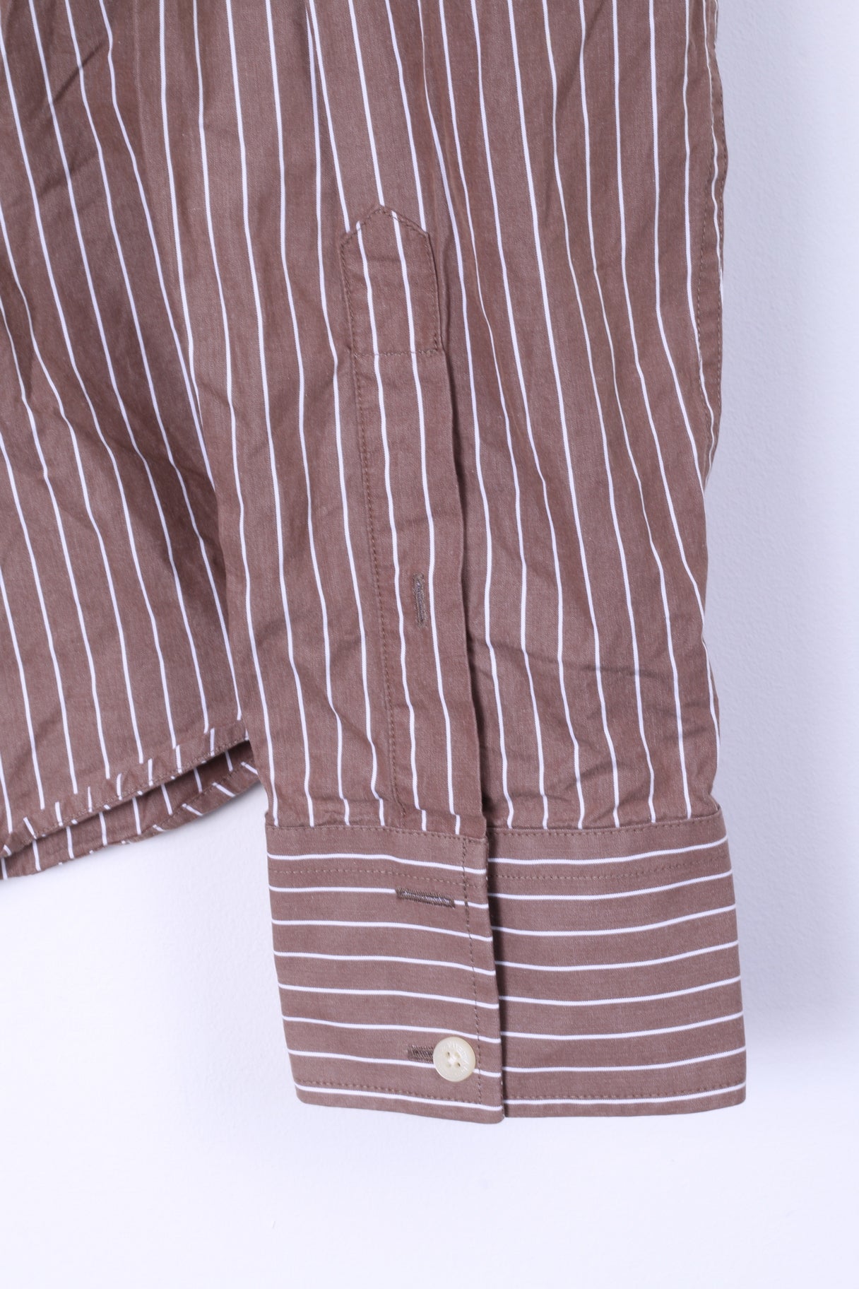 Abercrombie & Fitch Mens L Casual Shirt Brown Striped Cotton Muscle