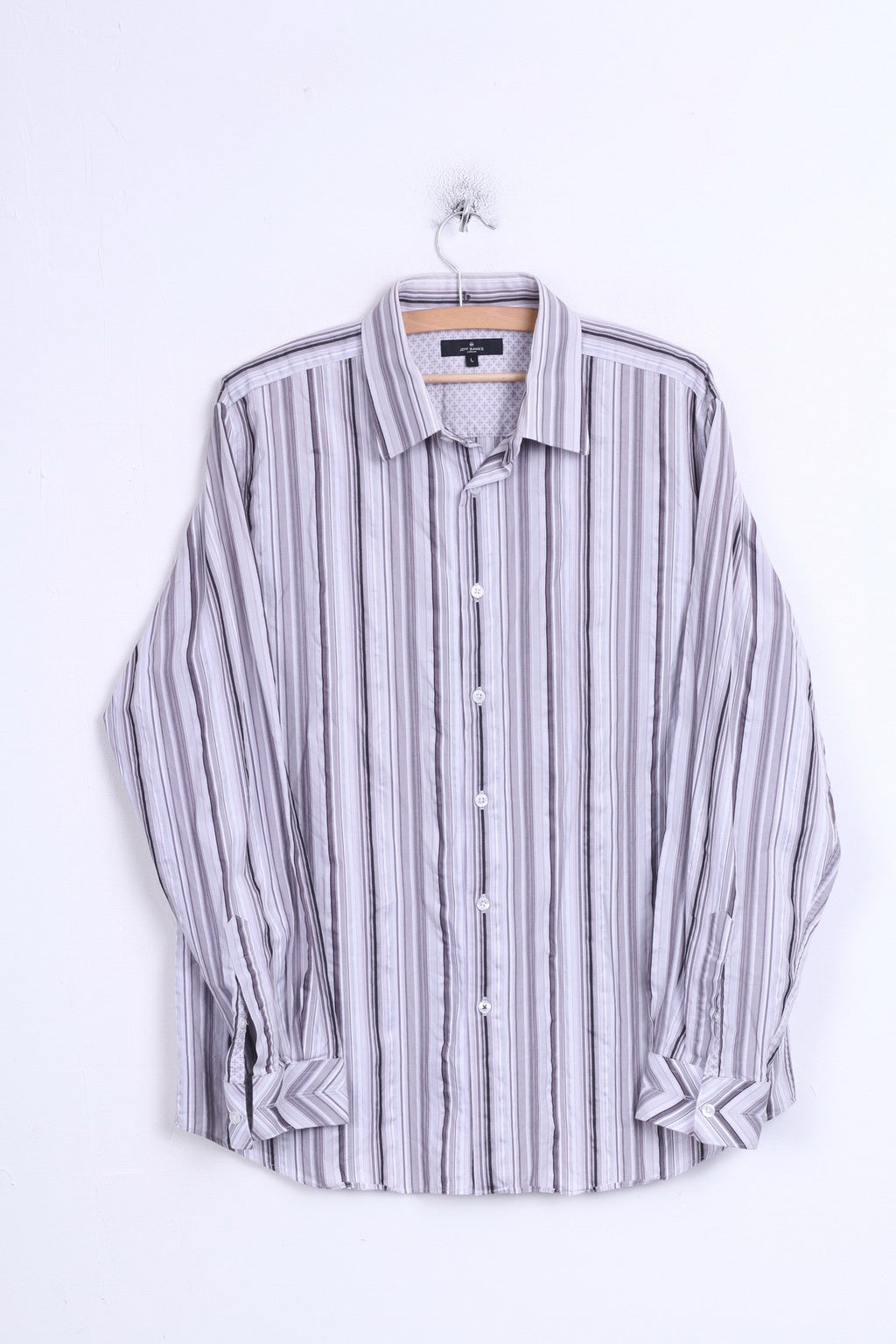 Jeff Banks London Mens L Casual Shirt Striped Cotton White