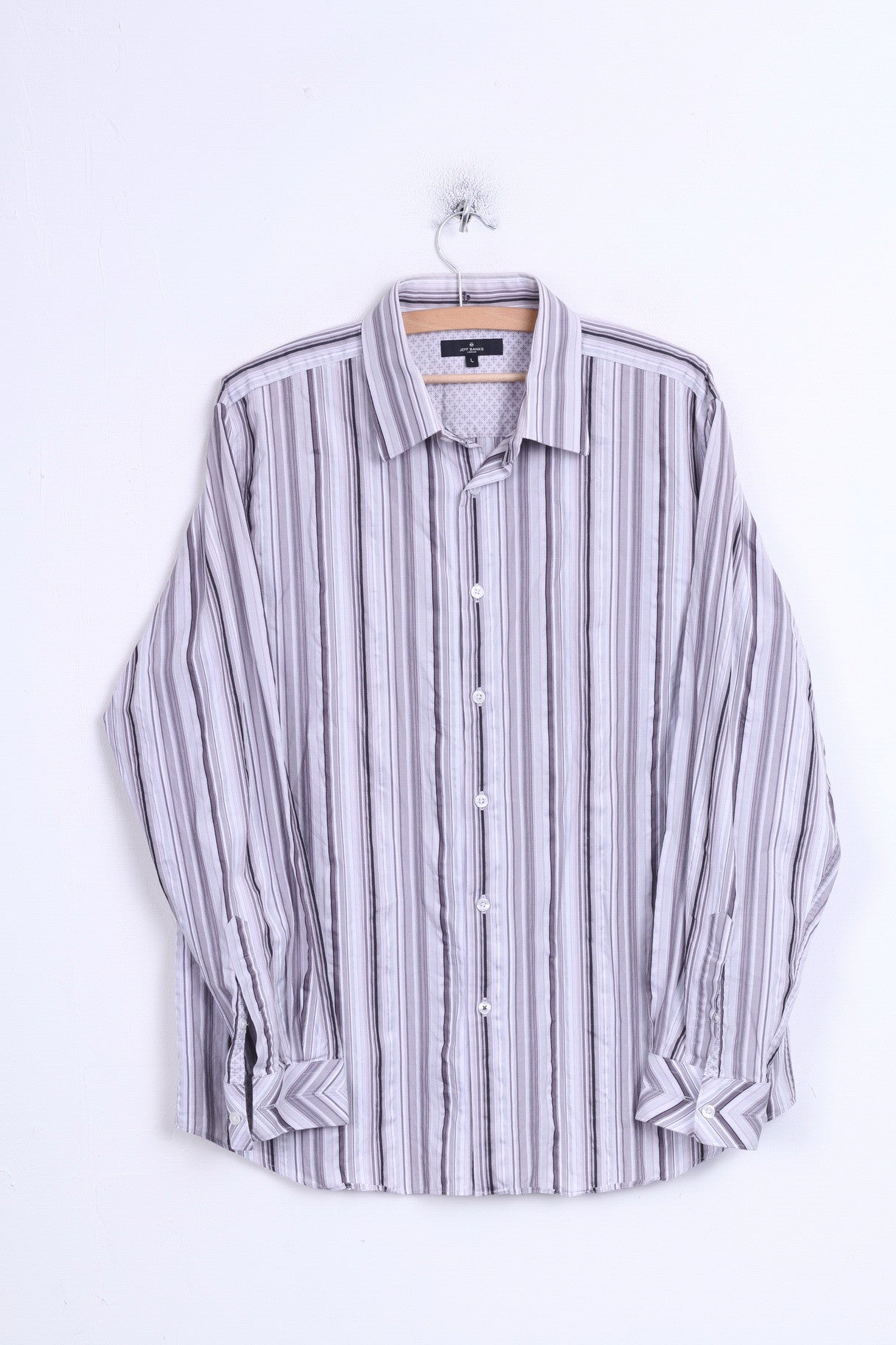 Jeff Banks London Mens L Casual Shirt Striped Cotton White