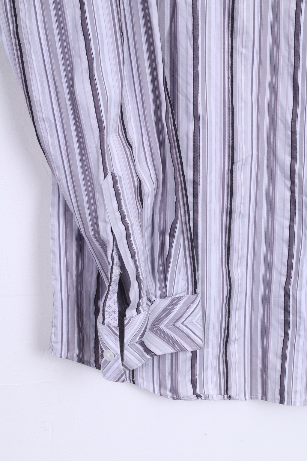 Jeff Banks London Mens L Casual Shirt Striped Cotton White - RetrospectClothes