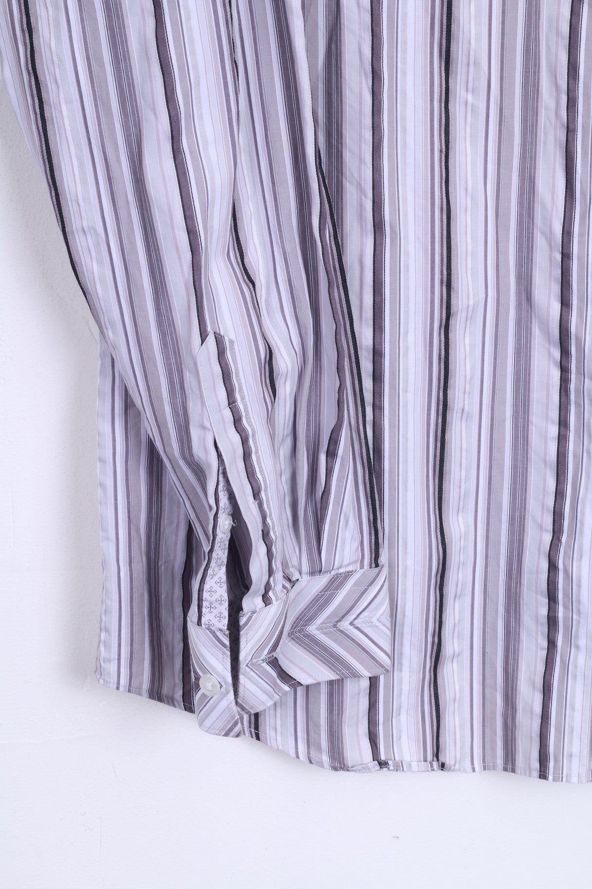 Jeff Banks London Mens L Casual Shirt Striped Cotton White - RetrospectClothes