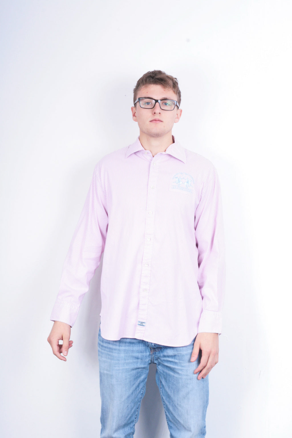 La Martina Mens XXL Casual Shirt Striped Pink Cotton Buenos Aires - RetrospectClothes