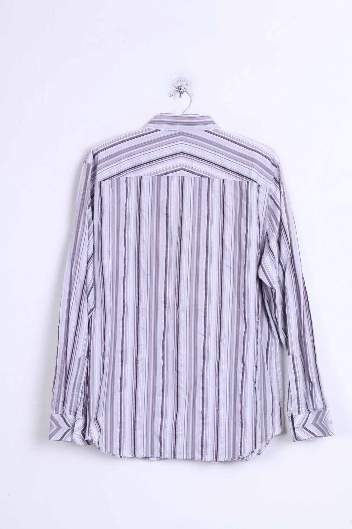 Jeff Banks London Mens L Casual Shirt Striped Cotton White - RetrospectClothes