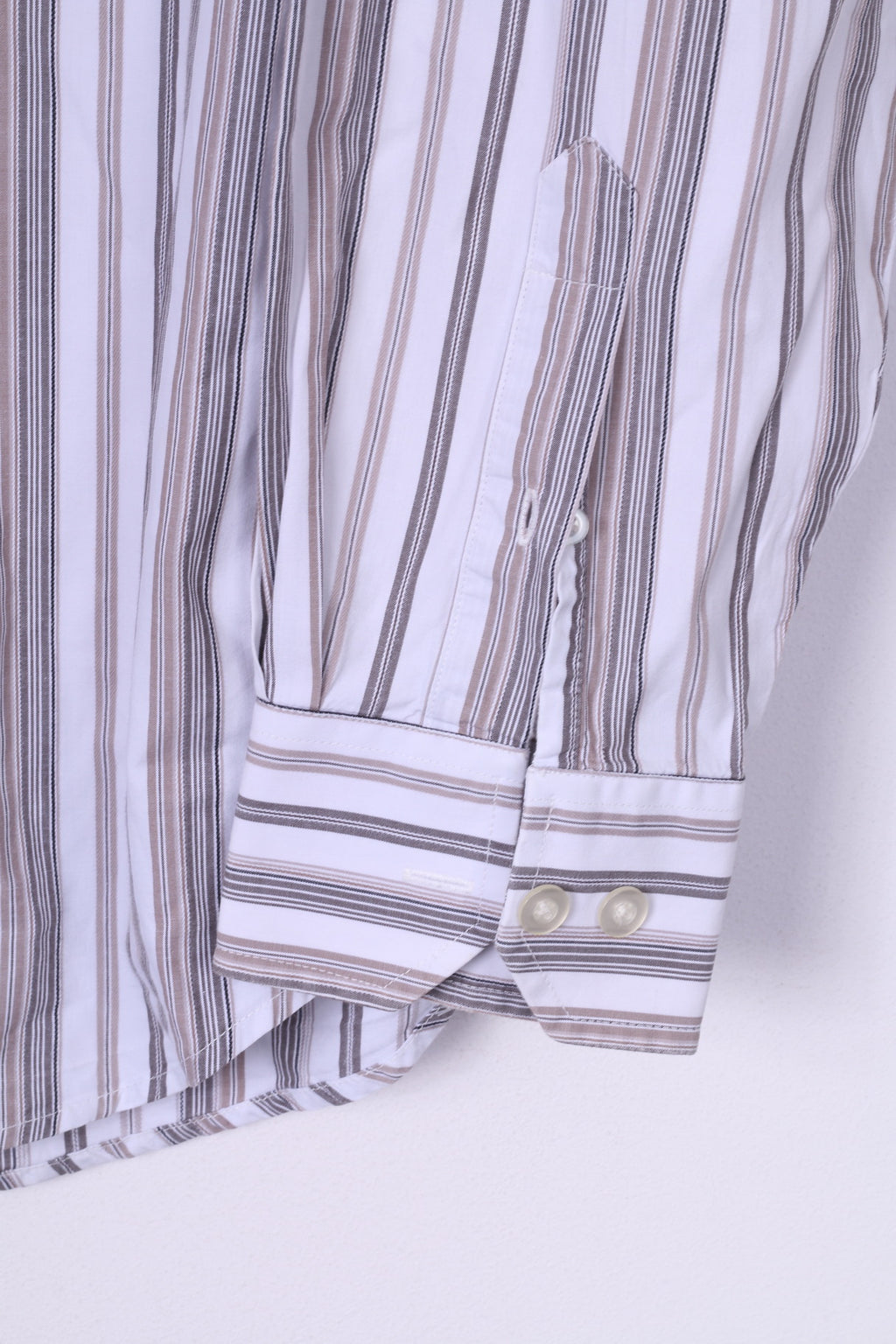 Lerros Mens M Casual Shirt Striped White Long Sleeve Top Cotton