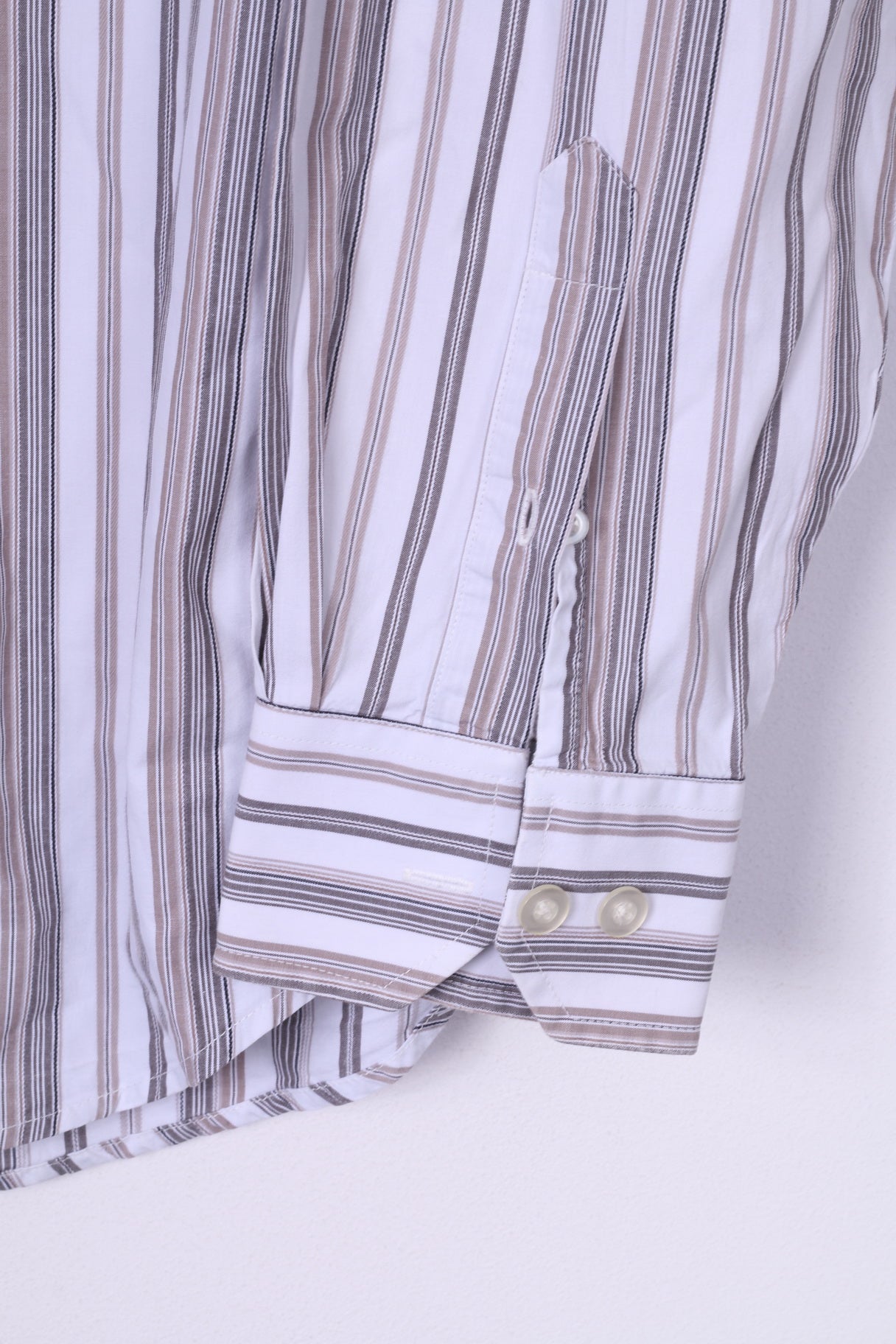 Lerros Mens M Casual Shirt Striped White Long Sleeve Top Cotton