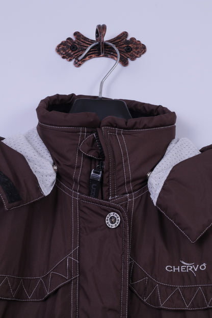Chervo Sports Veste femme 38 40 marron authentique vêtements de ski Parka zippée à capuche