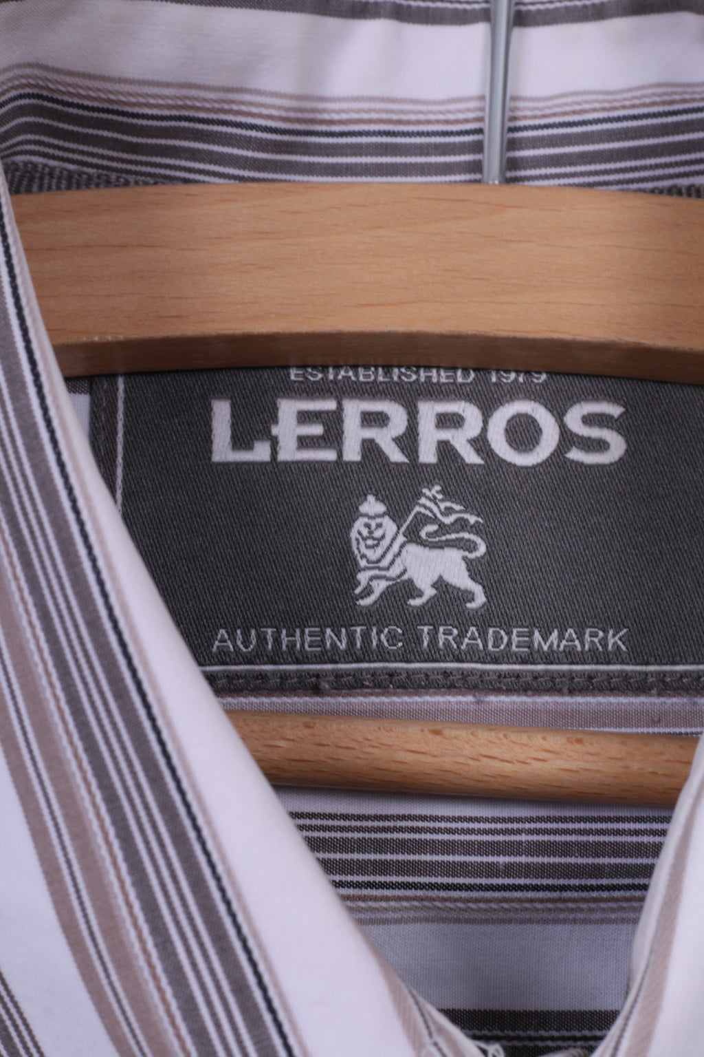 Lerros Mens M Casual Shirt Striped White Long Sleeve Top Cotton