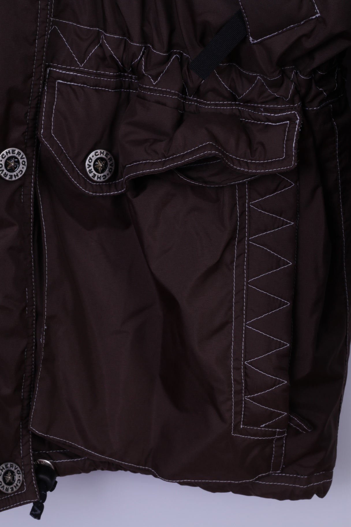 Chervo Sports Womens 38 40 Jacket Brown Authentic Ski Wear hooded Zip Up Parka