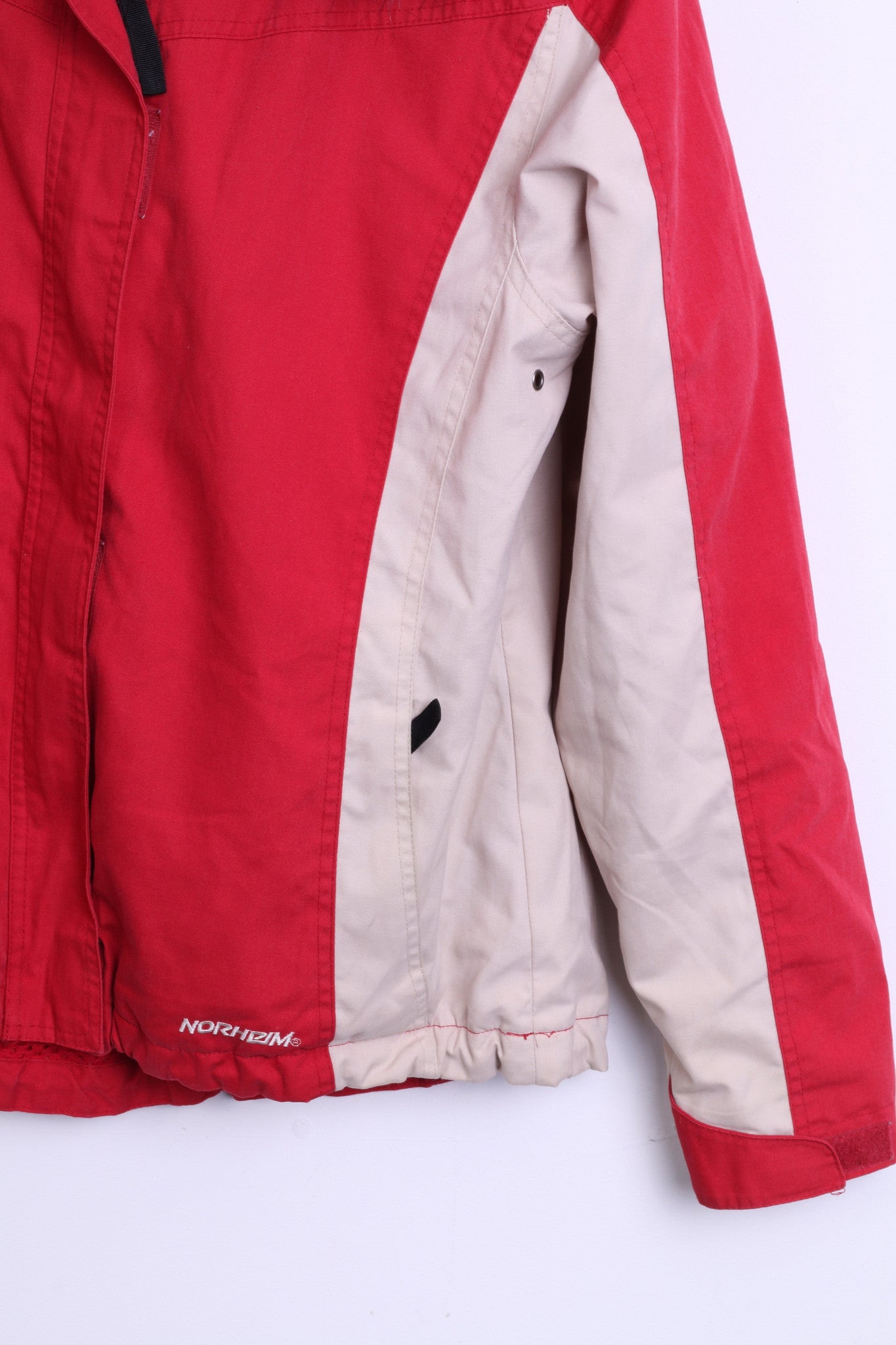 Norheim Womens S/M Jacket Hood Red Cream Sides Fur On The Hood - RetrospectClothes