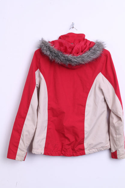 Norheim Womens S/M Jacket Hood Red Cream Sides Fur On The Hood - RetrospectClothes