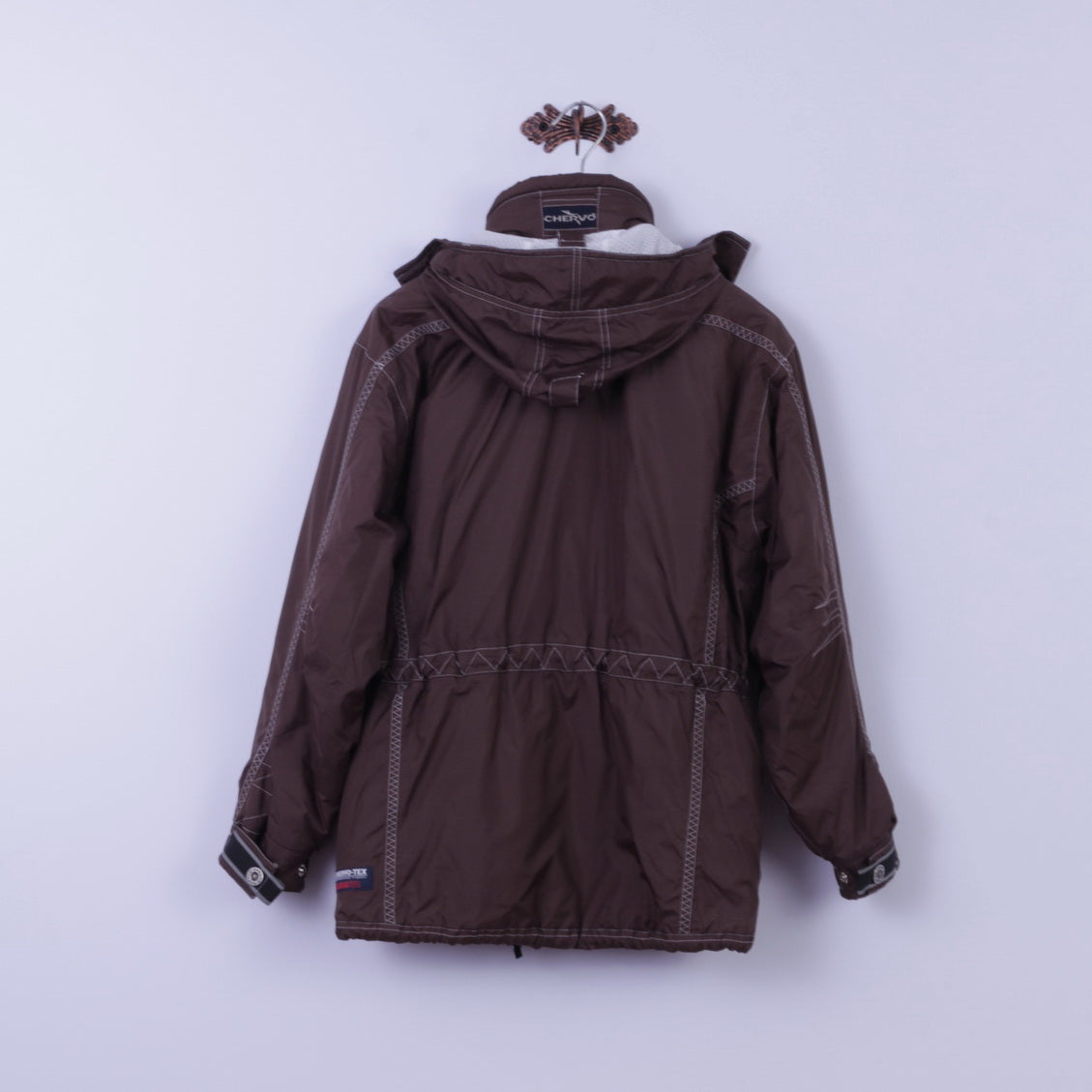 Chervo Sports Womens 38 40 Jacket Brown Authentic Ski Wear hooded Zip Up Parka