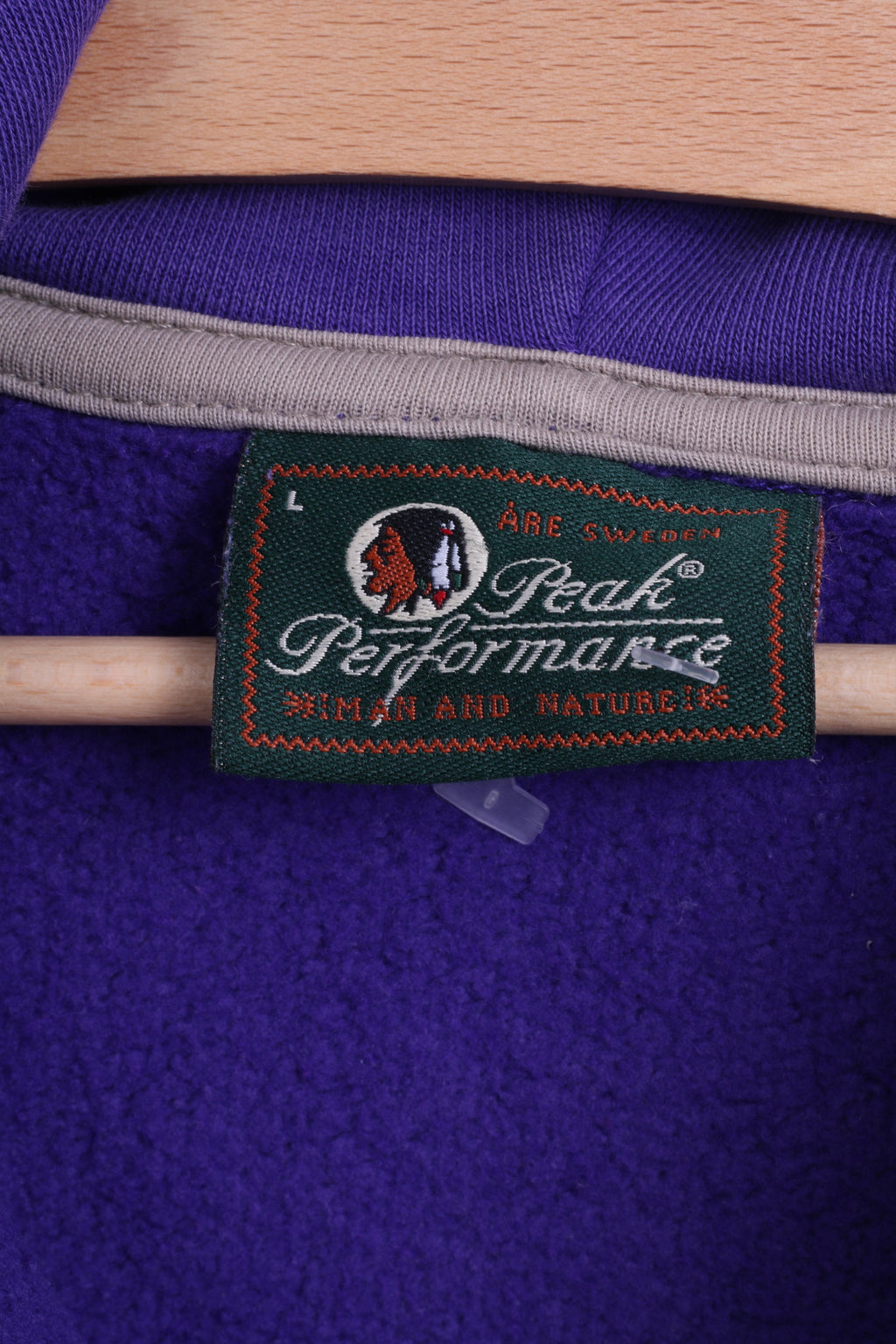 Peak Performance Womens L Sweatshirt Purple Hood Cotton Top - RetrospectClothes