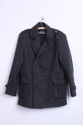 DISSIDENT Mens M Jacket Double Breasted Dark Grey Wool - RetrospectClothes