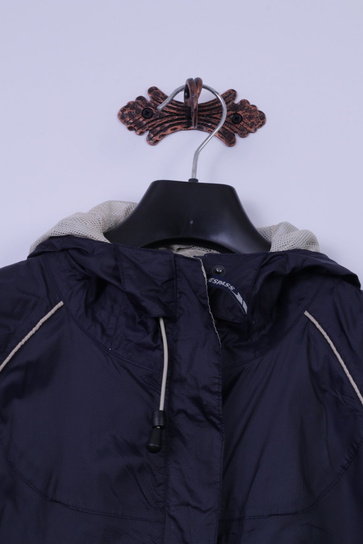 Trespass Womens L Jacket Navy Nylon Waterproof Adventure Outdoor Hooded Top