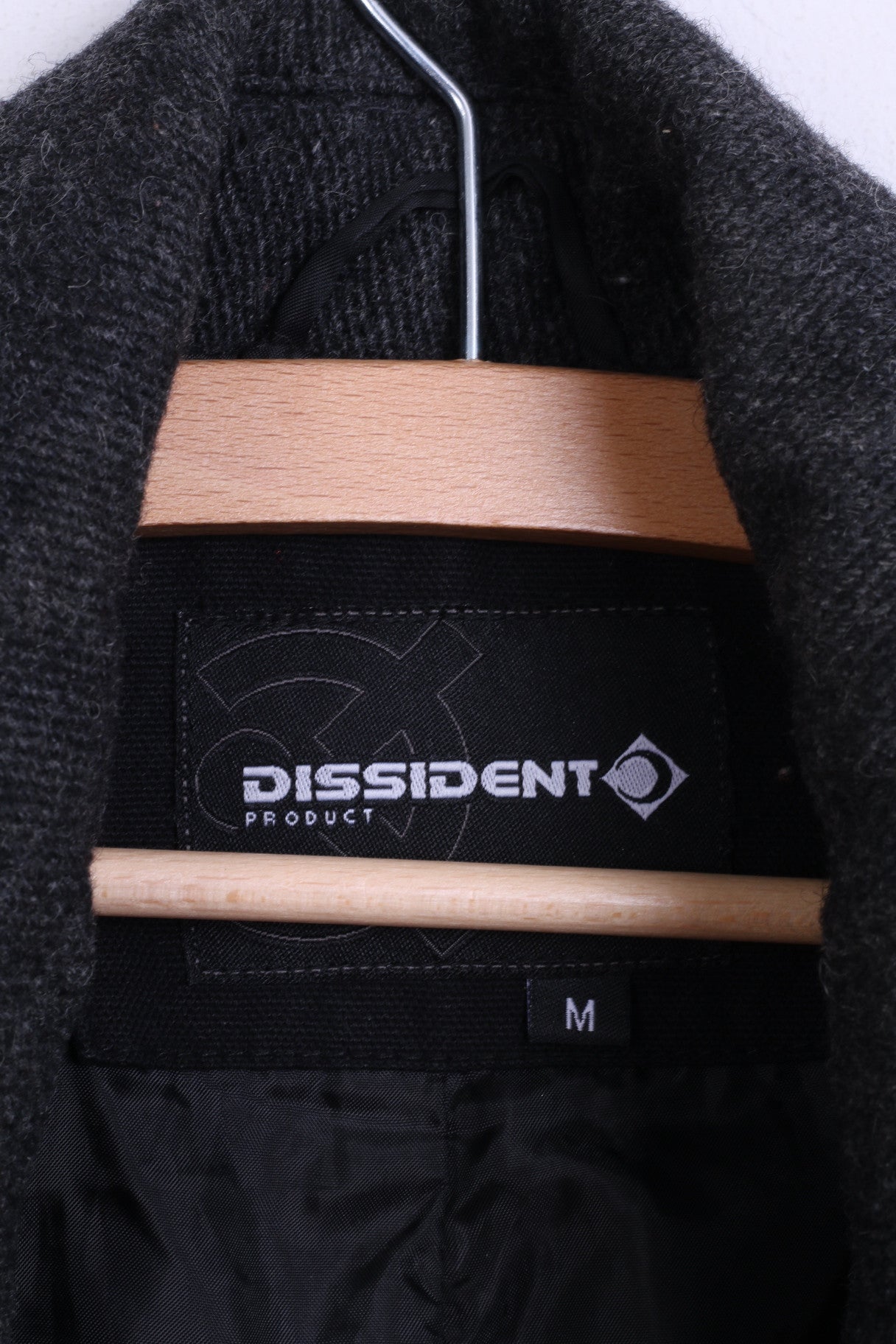 DISSIDENT Mens M Jacket Double Breasted Dark Grey Wool - RetrospectClothes