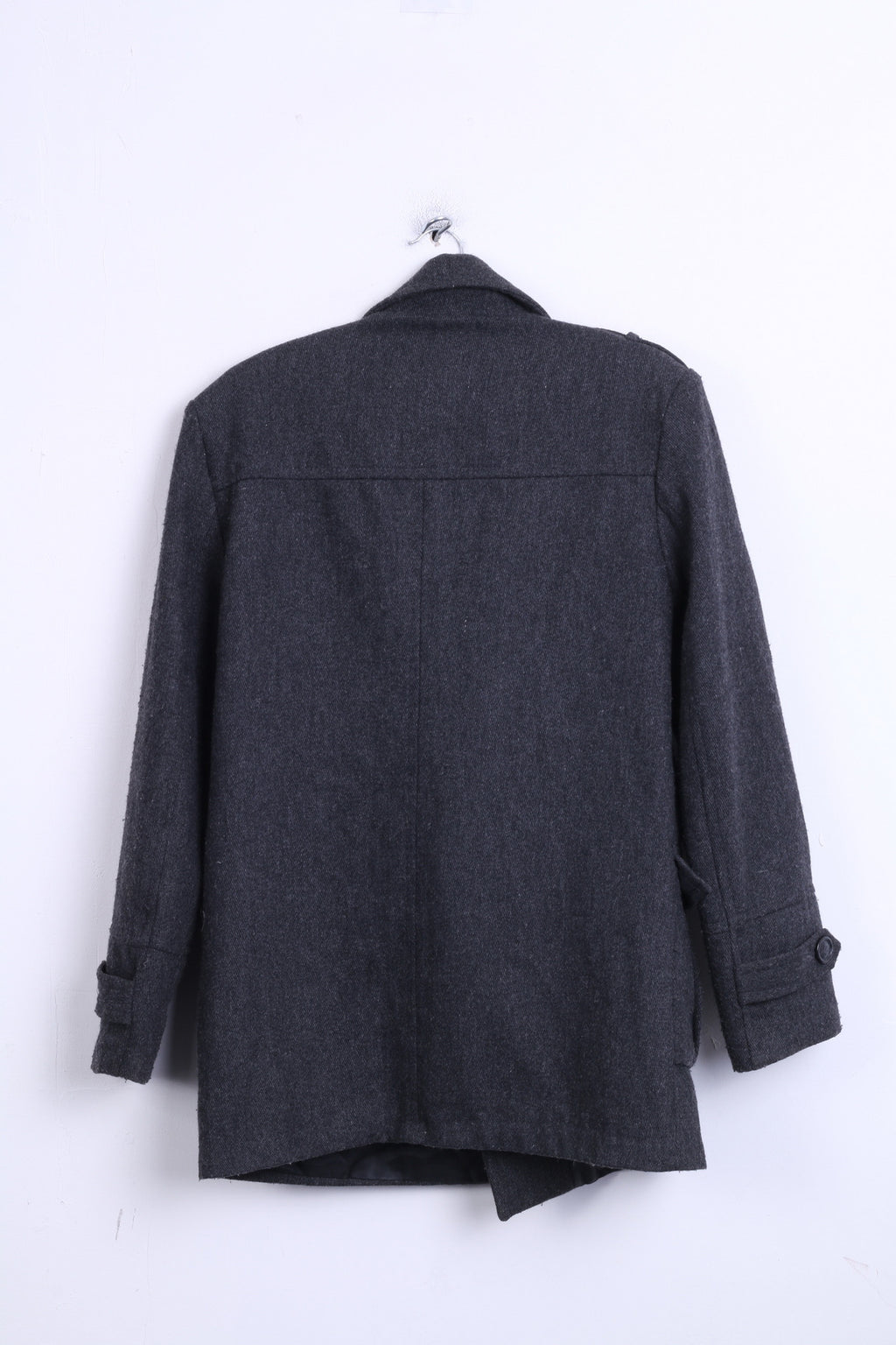 DISSIDENT Mens M Jacket Double Breasted Dark Grey Wool - RetrospectClothes