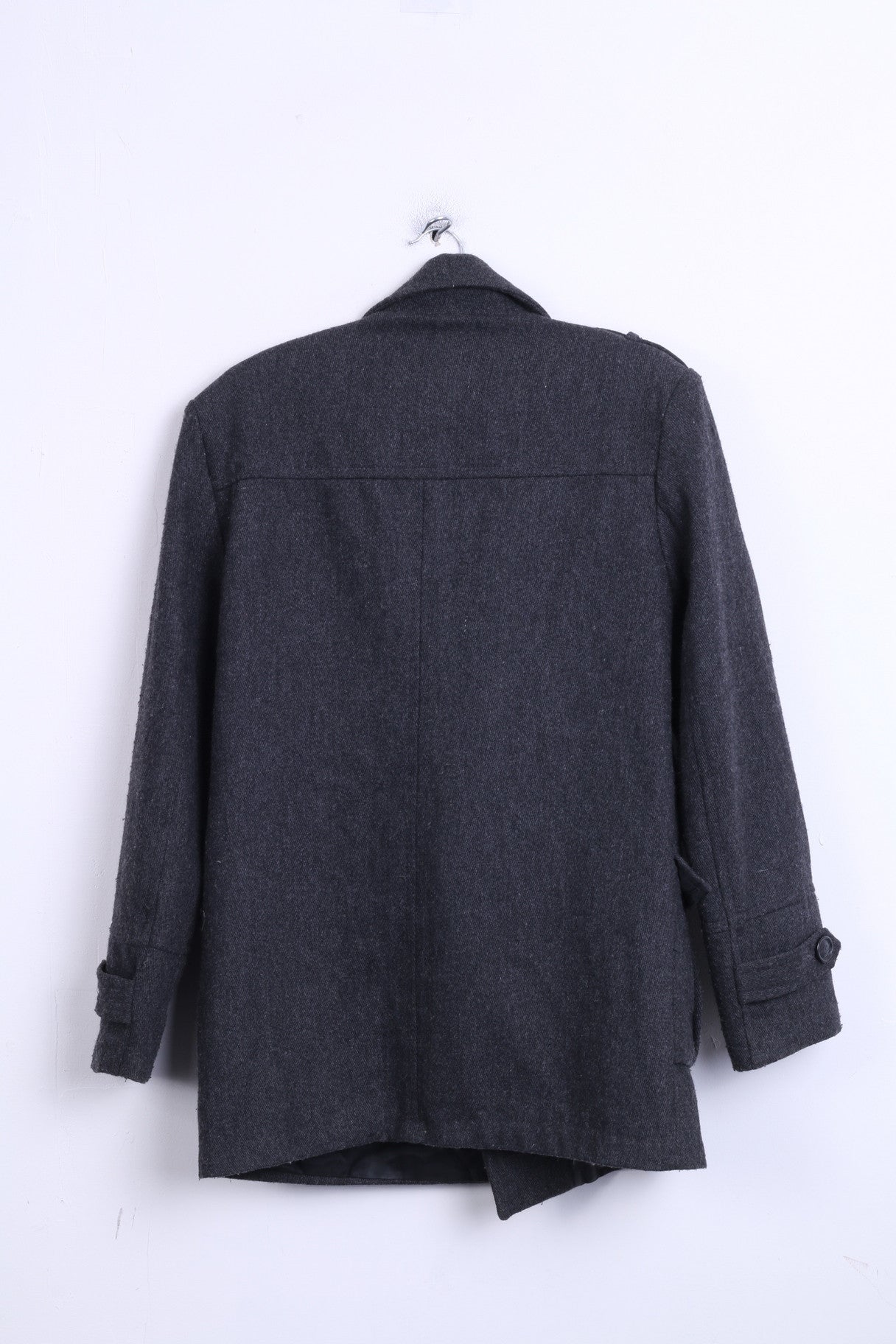 DISSIDENT Mens M Jacket Double Breasted Dark Grey Wool - RetrospectClothes