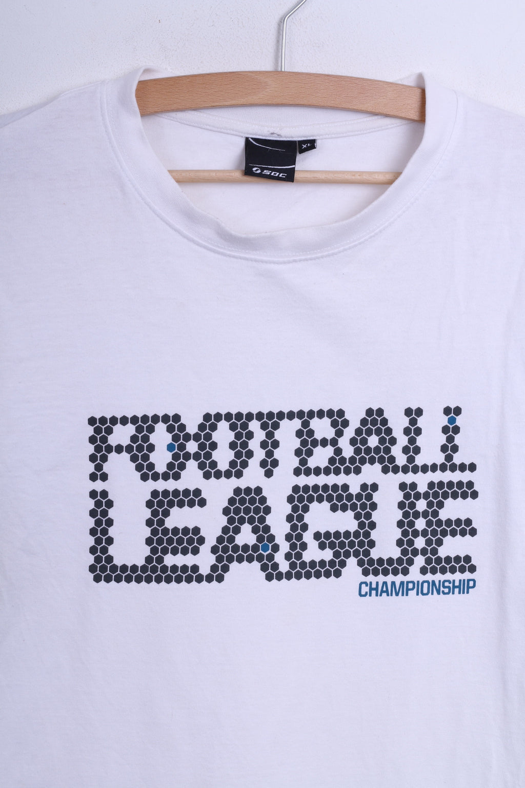 Mens XL T-Shirt White Cotton Crew Neck Football League Championship - RetrospectClothes