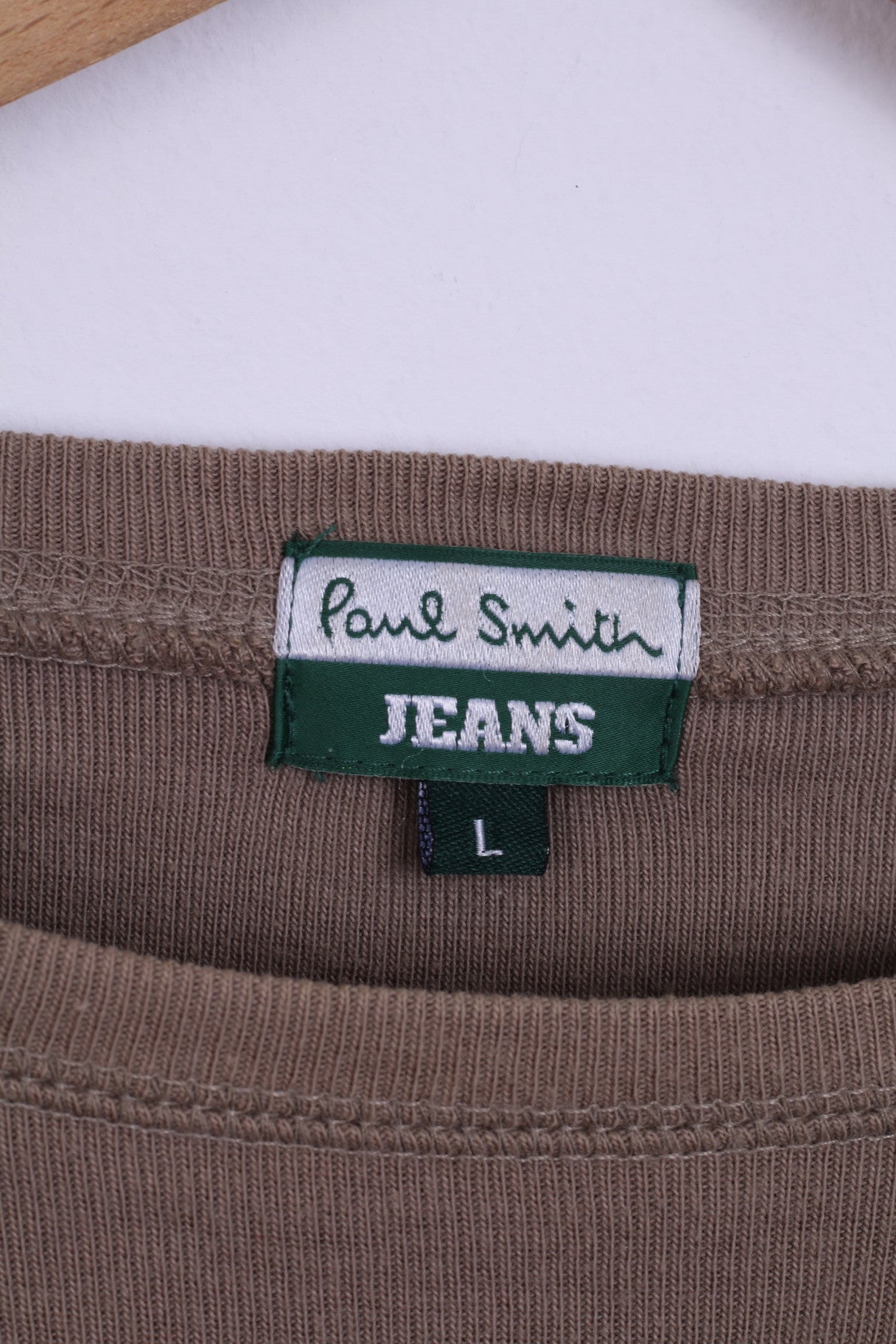 Paul Smith Jeans Mens L Shirt Long Sleeved Khaki Cotton Top