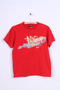 Billdbong Mens M Graphic Shirt Red Cotton Crew Neck