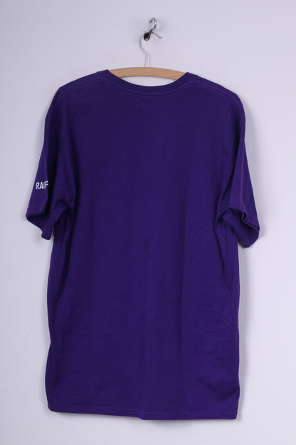 Gildan Ultra Cotton Mens L T-Shirt Graphic Purple Cotton Crew Neck Top