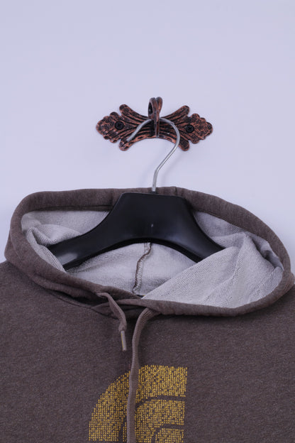 The North Face Mens XS Sweatshirt Brown Cotton Graphic Logo Kangaroo Pocket Hoodie