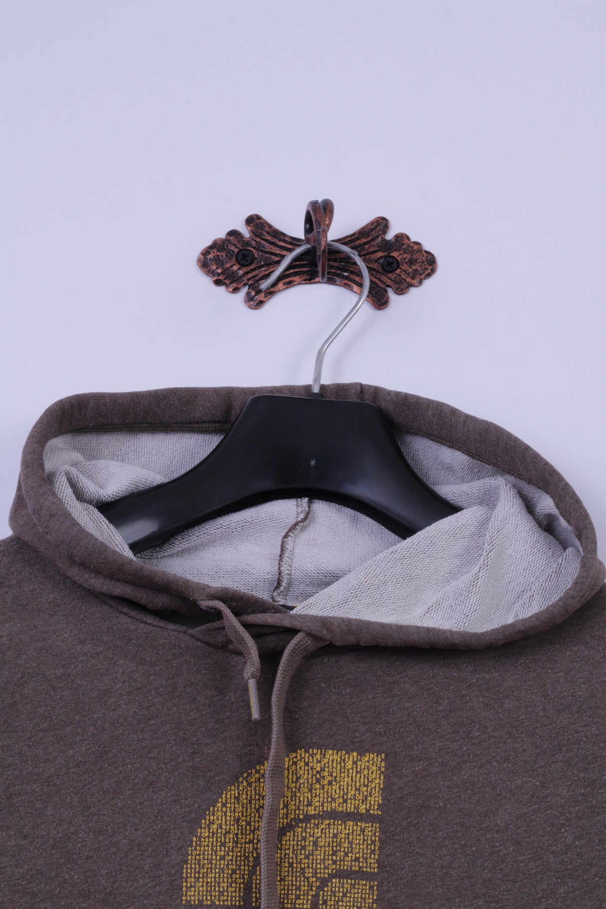 Felpa The North Face da uomo XS Felpa con cappuccio con tasca a marsupio con logo grafico in cotone marrone