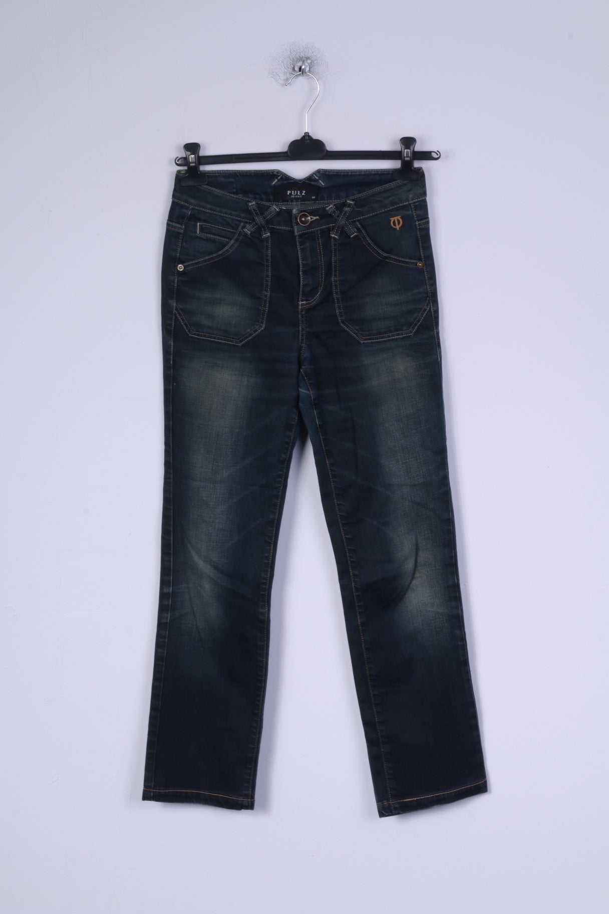 PULZ Jeans Pantalon Jeans W27 L32 Femme Vert Foncé Denim