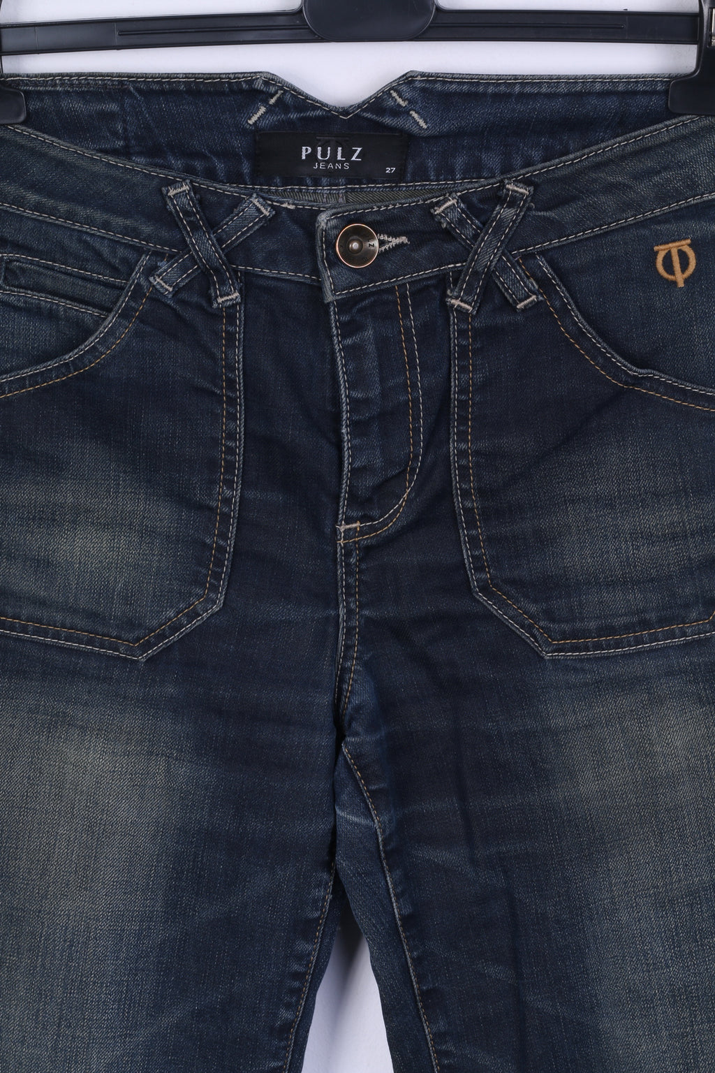 PULZ Jeans Pantalon Jeans W27 L32 Femme Vert Foncé Denim