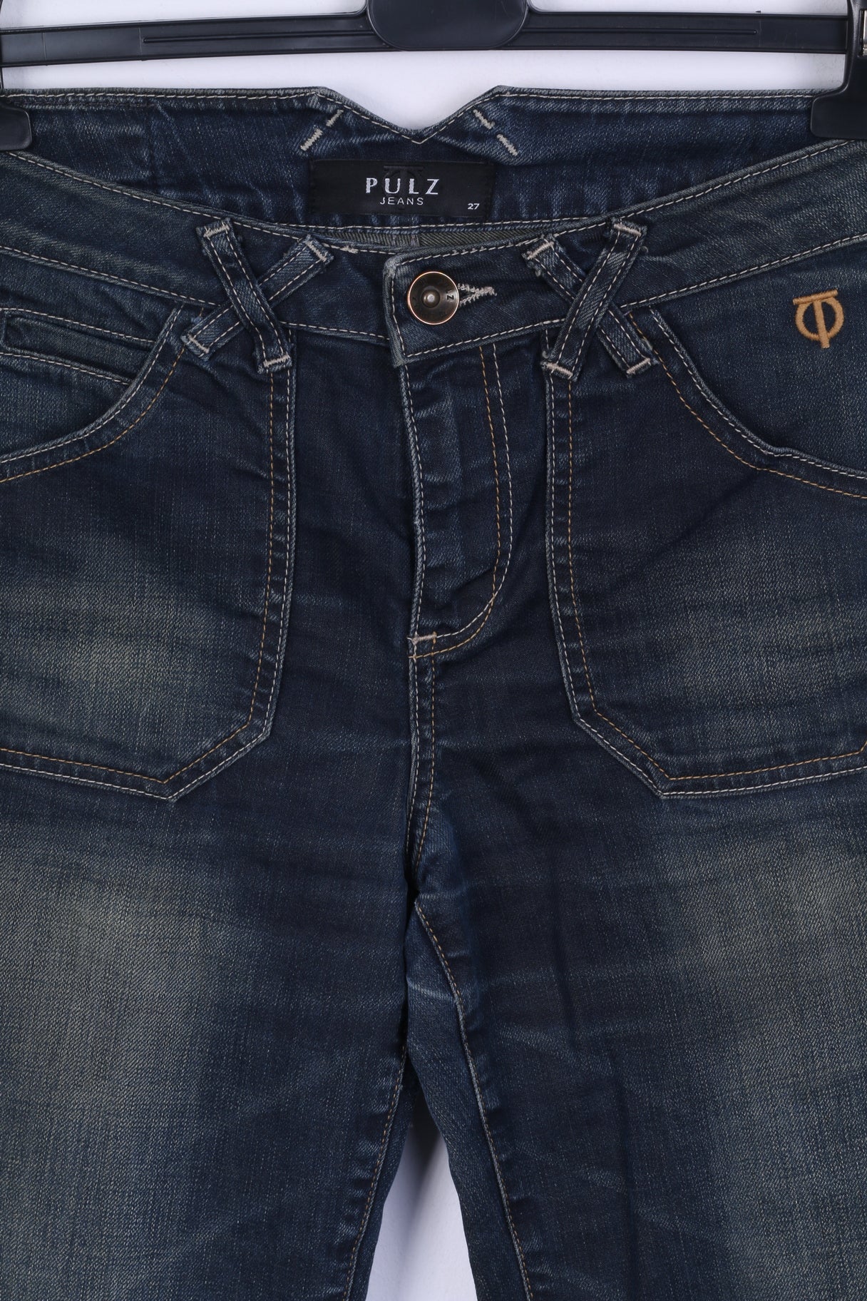 PULZ Jeans Pantalon Jeans W27 L32 Femme Vert Foncé Denim