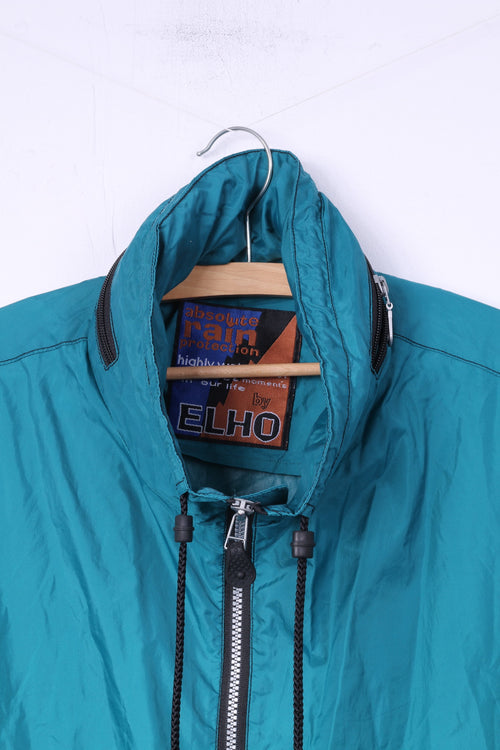 Absolute Rain Protection par Elho Men L Jacket Vert Zip Up vintage 90s Hidden Hood Top