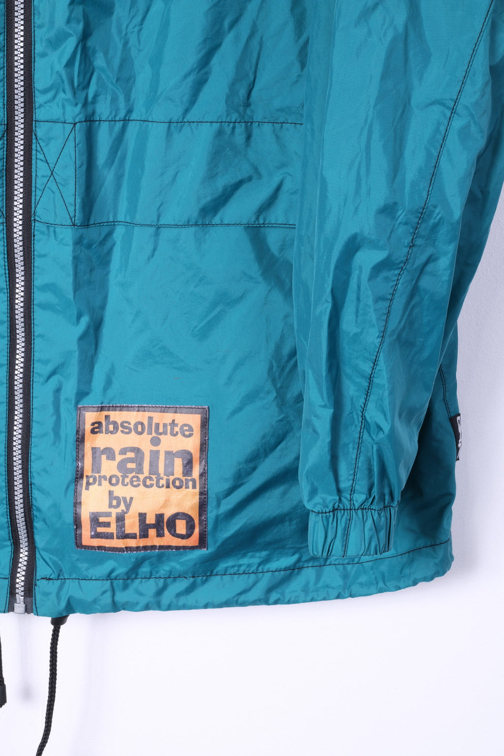 Absolute Rain Protection par Elho Men L Jacket Vert Zip Up vintage 90s Hidden Hood Top