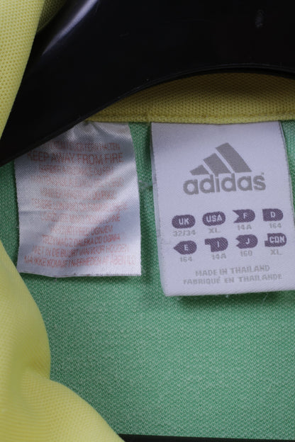 Adidas Filles 14 Âge 164 Sweat Jaune Zip Up 3 Stripe Track Top Unisexe
