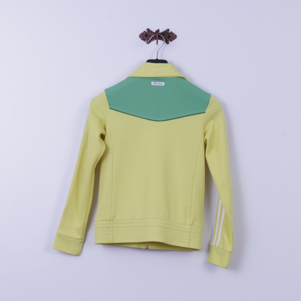 Adidas Girls 14 Age 164 Sweatshirt Yellow Zip Up 3 Stripe Track Top Unisex