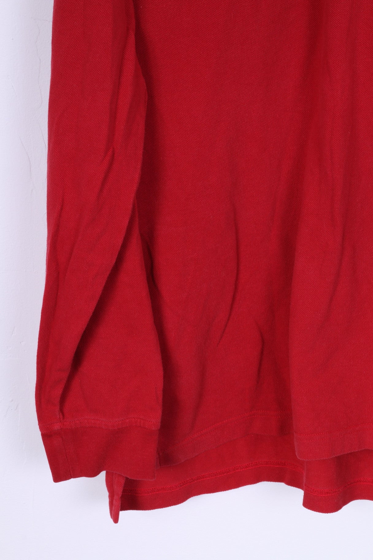 Tommy Hilfiger Mens L Polo Shirt Long Sleeved Red Cotton Top