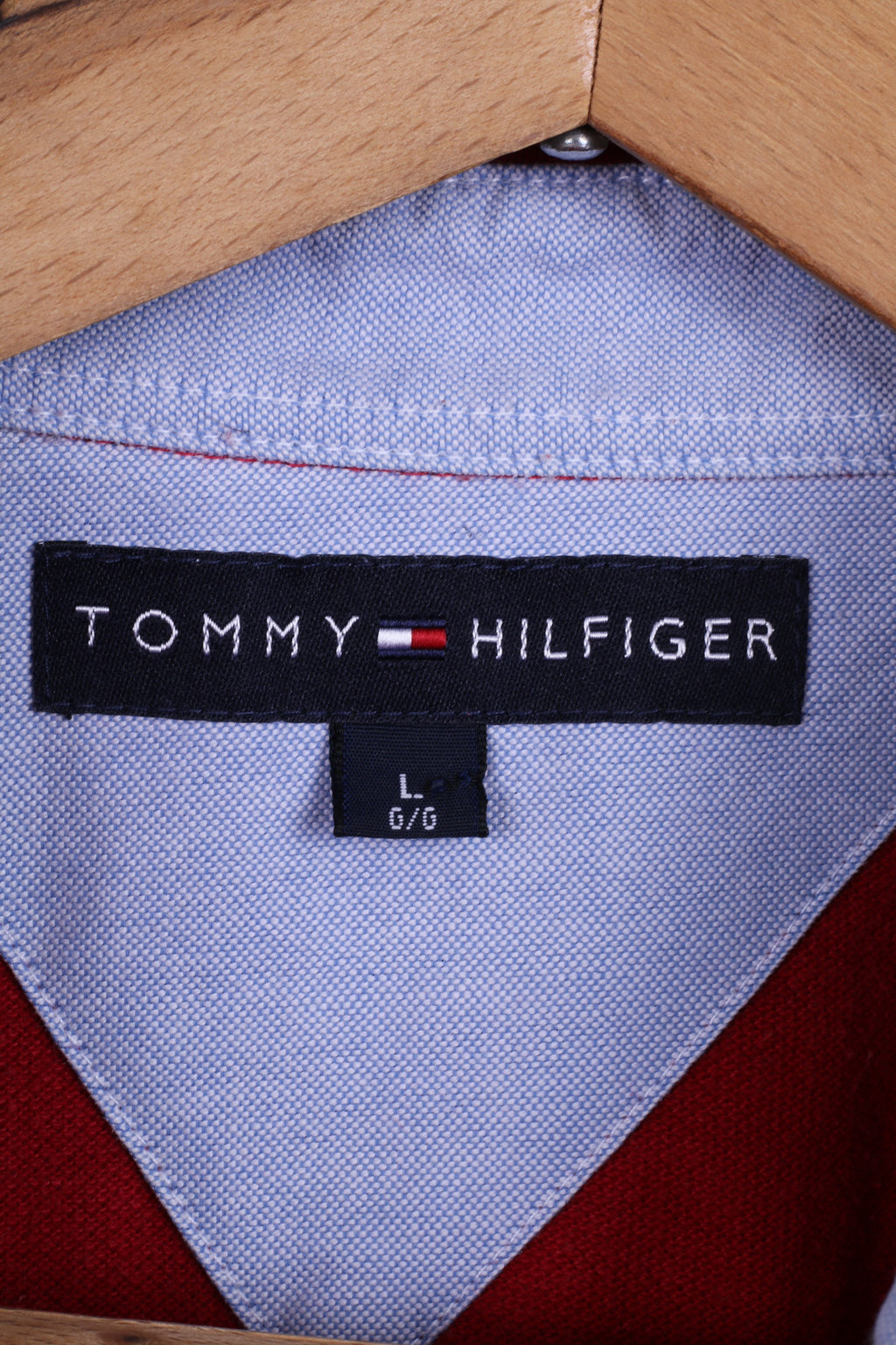 Tommy Hilfiger Mens L Polo Shirt Long Sleeved Red Cotton Top