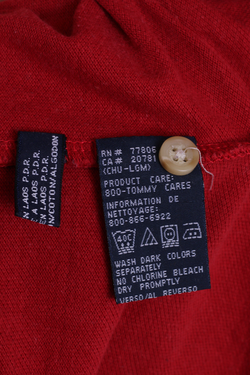 Tommy Hilfiger Mens L Polo Shirt Long Sleeved Red Cotton Top