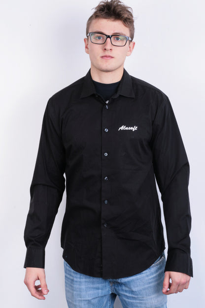 Calvin Klein Mens 42 16.5 XL Casual Shirt Black Cotton Slim Fit - RetrospectClothes