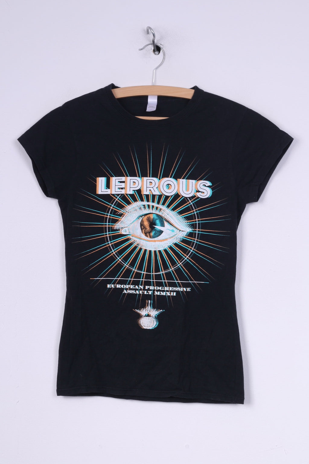 Gildan Ring Spun Womens S T-Shirt Graphique Noir Coton Lépreux Manches Courtes Top Bande Métallique 