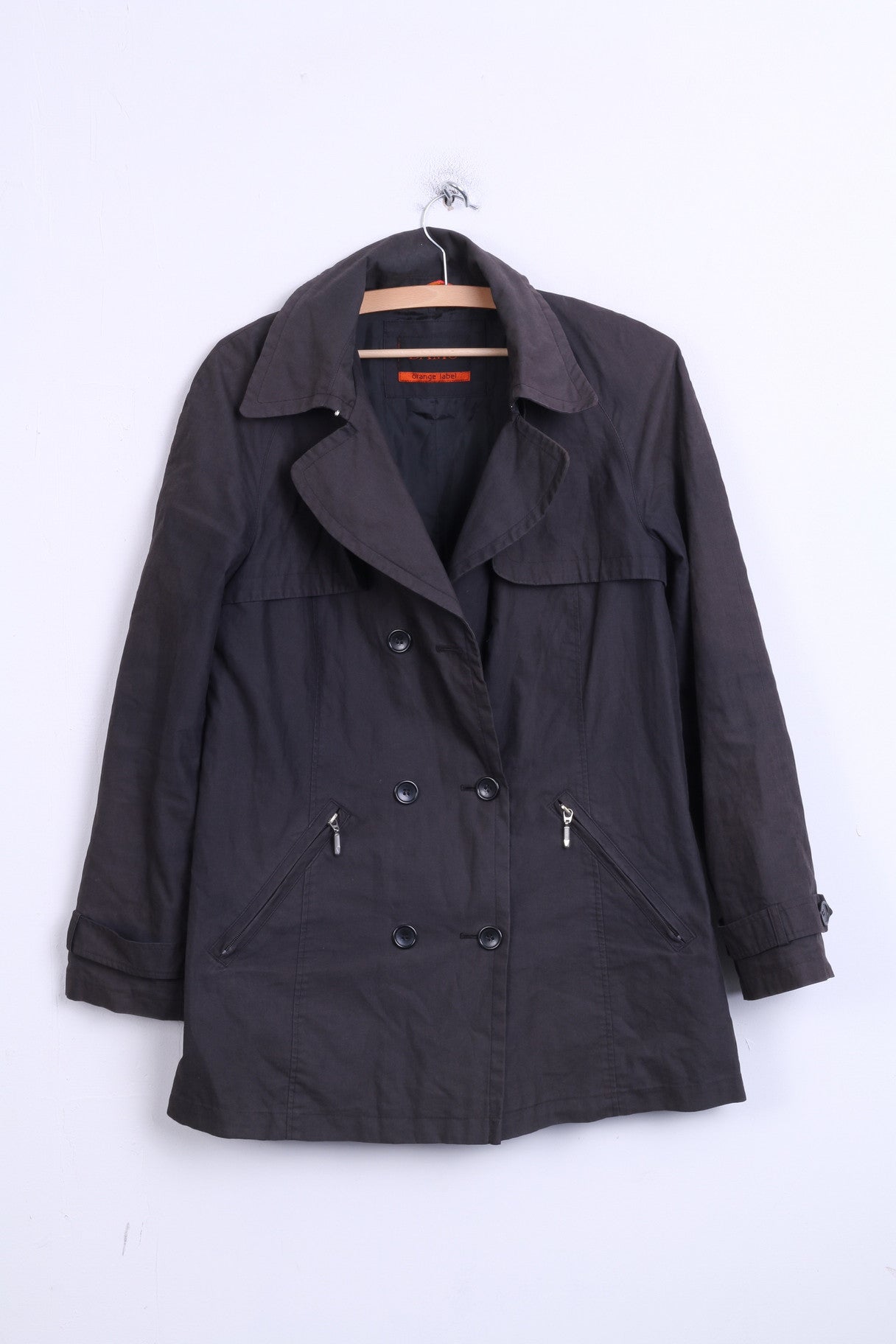 DAMO Womens 12 L Jacket Cotton Dark Grey Double Breasted - RetrospectClothes